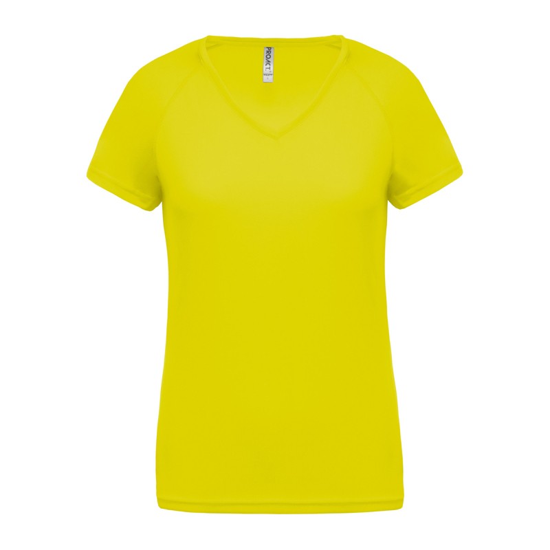 PA477 - T-shirt de sport personnalisé manches courtes col v femme